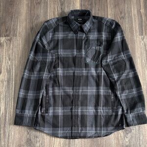 Oakley Men's Charcoal Checkered Shirt Jacket